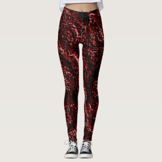 Leggings Rosas del gótico del rojo anaranjado