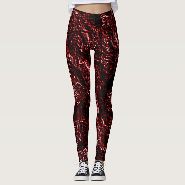 Leggings Rosas del gótico del rojo anaranjado (Anverso)