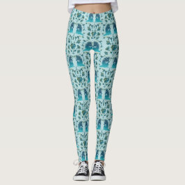 Leggings Rosas en un parche áspero Aqua