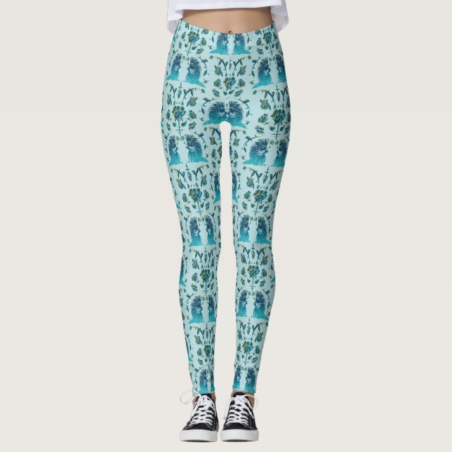 Leggings Rosas en un parche áspero Aqua (Anverso)
