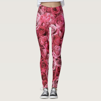 Leggings Rosas floral verde rojo  estilo moderno chic Leggi