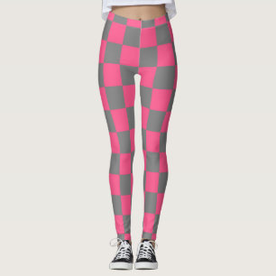 Leggings Rosas fuertes a cuadros y grises carbones