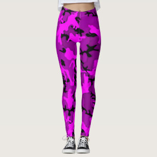 Leggings Rosas fuertes y polainas púrpuras de Camo del