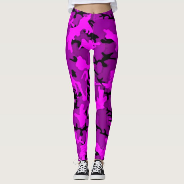 Leggings Rosas fuertes y polainas púrpuras de Camo del (Anverso)