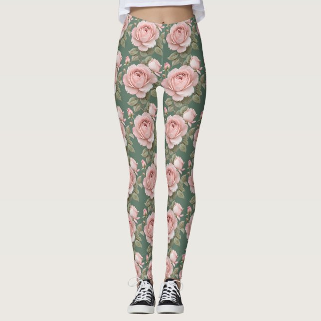 Leggings Rosas Inglesas Clásicas en Rosa Rubor  (Anverso)
