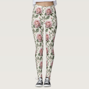 Leggings Rosas Inglesas Clásicas En Tonos Suaves De Rosa 