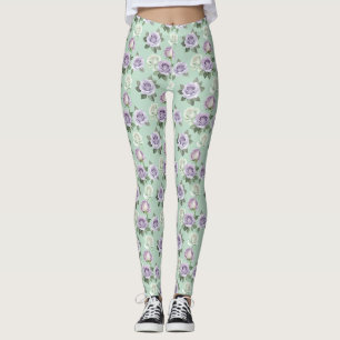 Leggings Rosas Lilas Suaves Y Blancas Con Efectos De Acuare