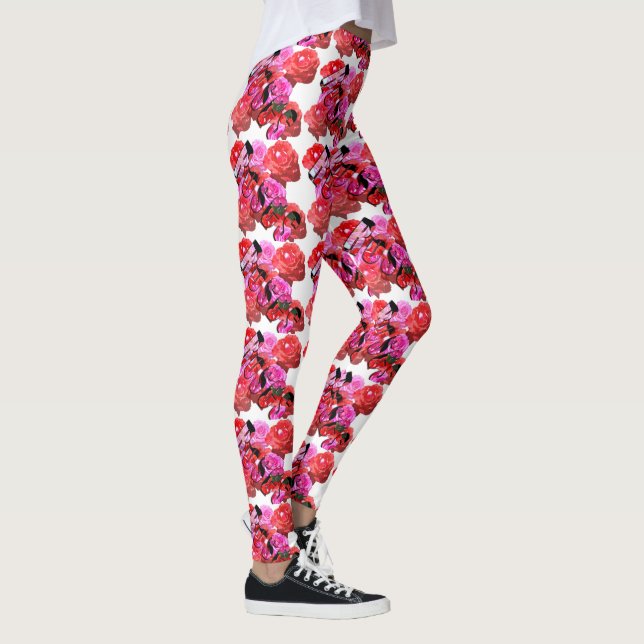 Leggings Rosas, logotipo rosa rojo rosado, inscripciones pa (Derecha)