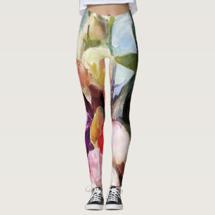 Leggings Rosas modernos Tulips Bouquet: Resumen de pintura