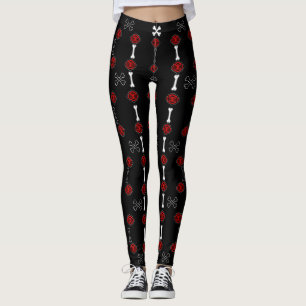 Leggings Rosas muertos (negro con rojo)