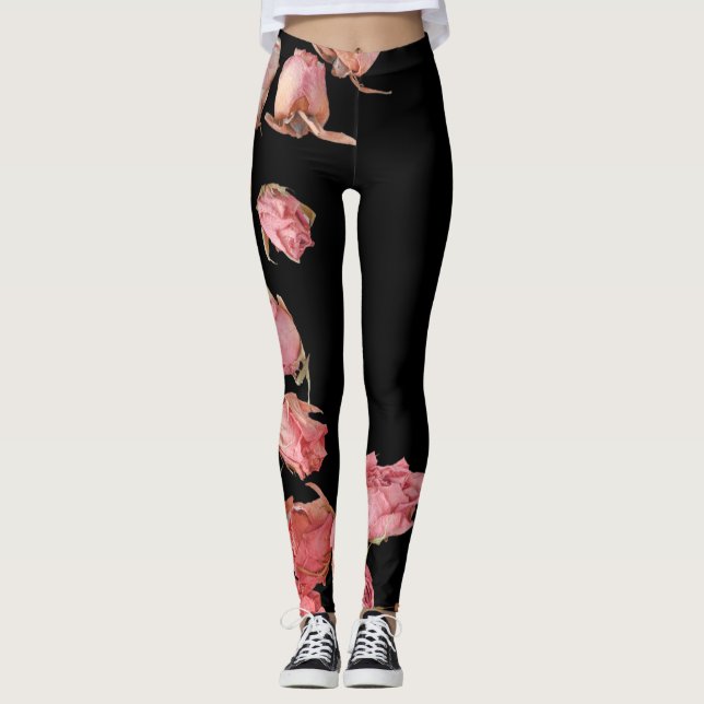 Leggings Rosas naturales rojos con antecedentes transparent (Anverso)
