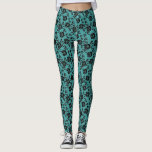 Leggings Rosas negros falsos encajan piernas turquesas pesa<br><div class="desc">Tus colores - Rosas negros falsos Lace Fishnet Romantic Fun Modern Flowers and Leaves Gift - Elige / agrega tu color de fondo favorito. También puede agregar su texto / nombre. Redimensionar y mover o eliminar / añadir elemento - imagen / texto con herramienta de personalización. Diseño de MIGNED. Por...</div>