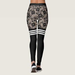 Leggings Rosas Negros Falsos Enfrentan A La Pesca Por Los C