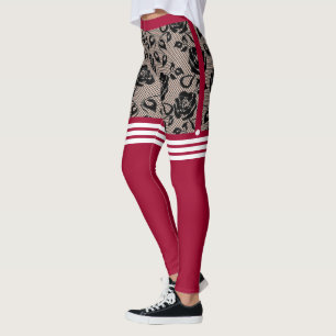 Leggings Rosas negros falsos pescan con sopas de rodilla