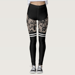 Leggings Rosas negros falsos prenden calcetines de piel de 