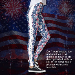Leggings Rosas patrióticas estrellas - rojo blanco azul CON