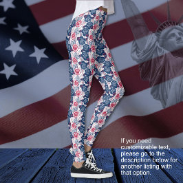 Leggings Rosas patrióticas estrellas - rojo blanco azul SIN