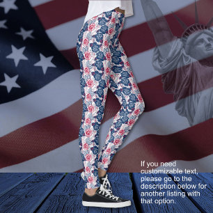Leggings Rosas patrióticas estrellas - rojo blanco azul SIN