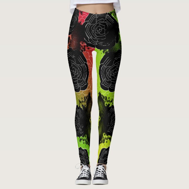 Leggings Rosas-Rasta manchados negro (Anverso)