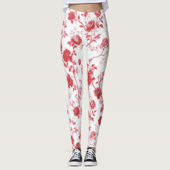 Leggings Rosas Rojas Floral (Anverso)