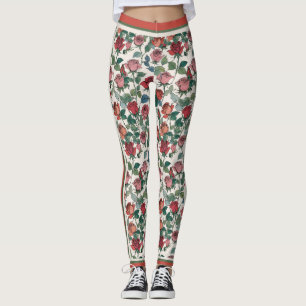 Leggings Rosas Rojas Largas De Estem Con Tiras De Carreras