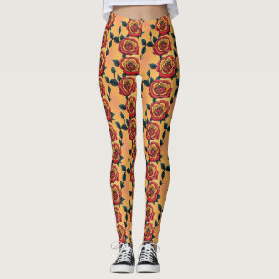 Leggings Rosas Rojas y Amarillas
