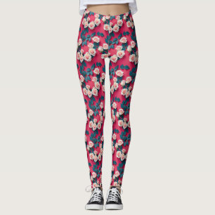 Leggings Rosas Rojas Y Blancas