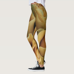 Leggings Rosas románticos flores de oro amarillas leggantas