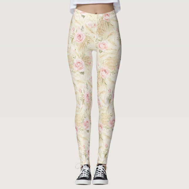 Leggings Rosas Rosadas Floral (Anverso)
