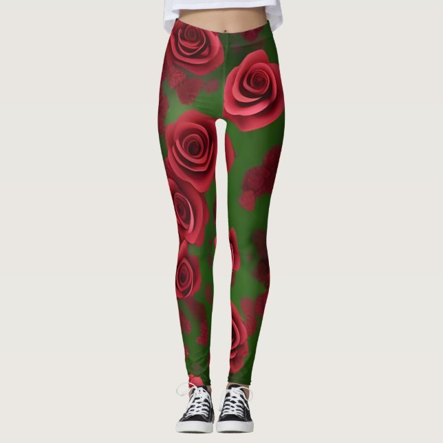 Leggings rosas, rosas por oro ej (Anverso)
