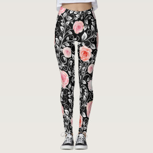 Leggings Rosas rosas rosas negras