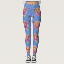 Leggings Rosas rosas rosas violetas Shabby acuarela Blue Le