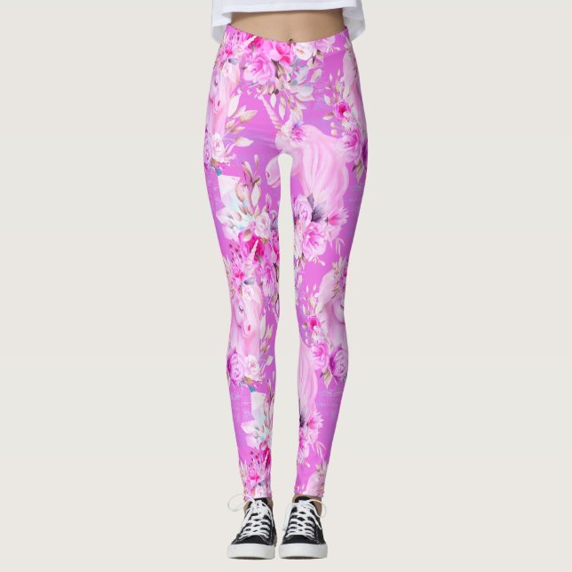 Leggings Rosas rosas rosas y unicornios (Anverso)