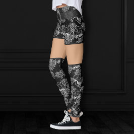Leggings Rosas Skulls y Chalk | Gótica Glam Funky Grunge