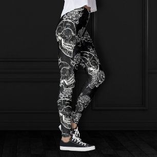 Leggings Rosas Skulls y Chalk   Gótica Glam Funky Grunge