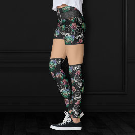Leggings Rosas Skulls y Ombre | Glam Pastel Grunge gótico
