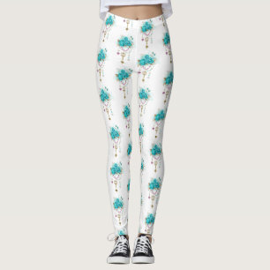 Leggings Rosas turquesas con llaves