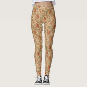 Leggings rosas victorianas vintage estampadas