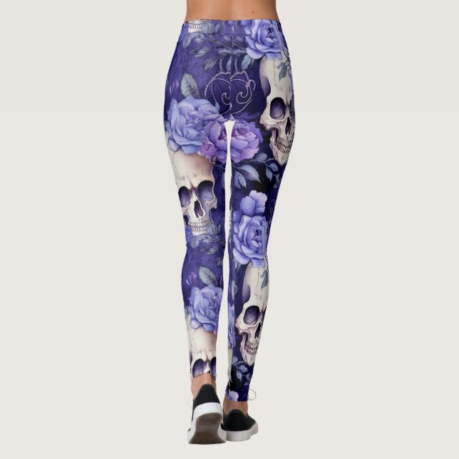 Leggings Rosas violetas con calaveras (Reverso)