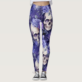 Leggings Rosas violetas con calaveras