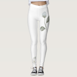 Leggings Rosas y flores silvestres sobre piernas blancas
