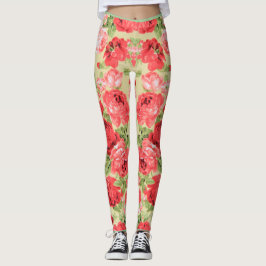 Leggings Rosas y hojas patrón floral