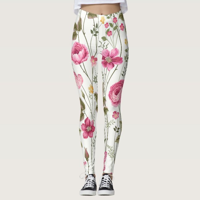 Leggings Rosas y mariposas: sin foco floral (Anverso)