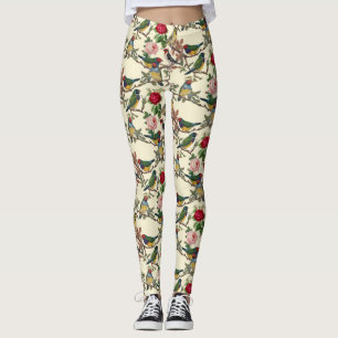 Leggings Rosas y pájaros victorianos