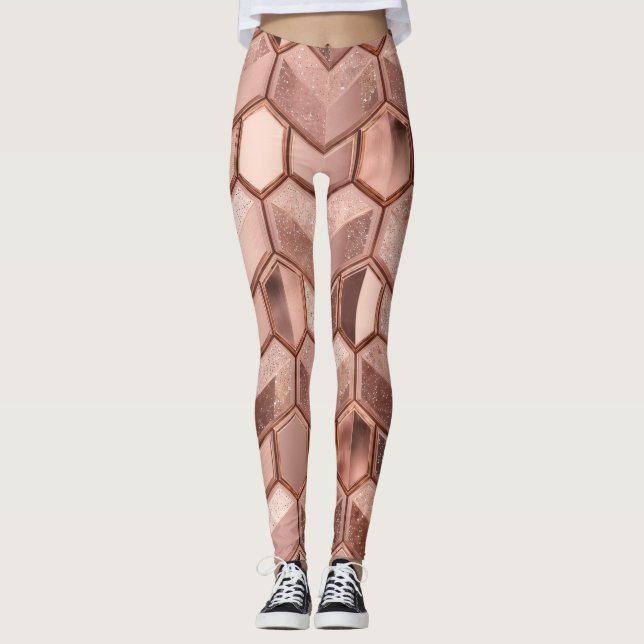 Leggings Rose Gold Pattern Design – Elegant Luxury Metallic (Anverso)
