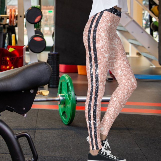 Leggings Rose Golden Black Shiny Glitter Pattern Stripes (Subido por el creador)