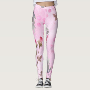 Leggings Rosebuds, puntos de polka: floral de verano.