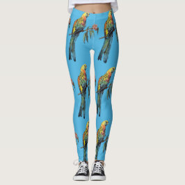 Leggings Rosella Parrot acuarela Azul Pájaro Leyendas