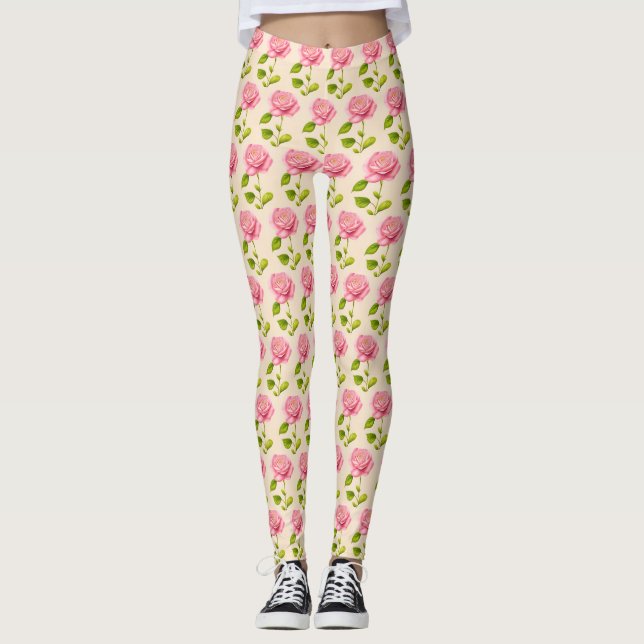Leggings Rosen Muster rosa pink (Anverso)