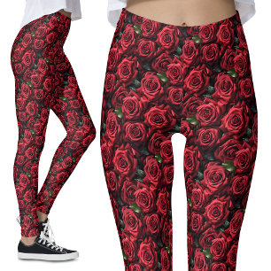 Leggings Roses rojos románticos florales góticos alternativ